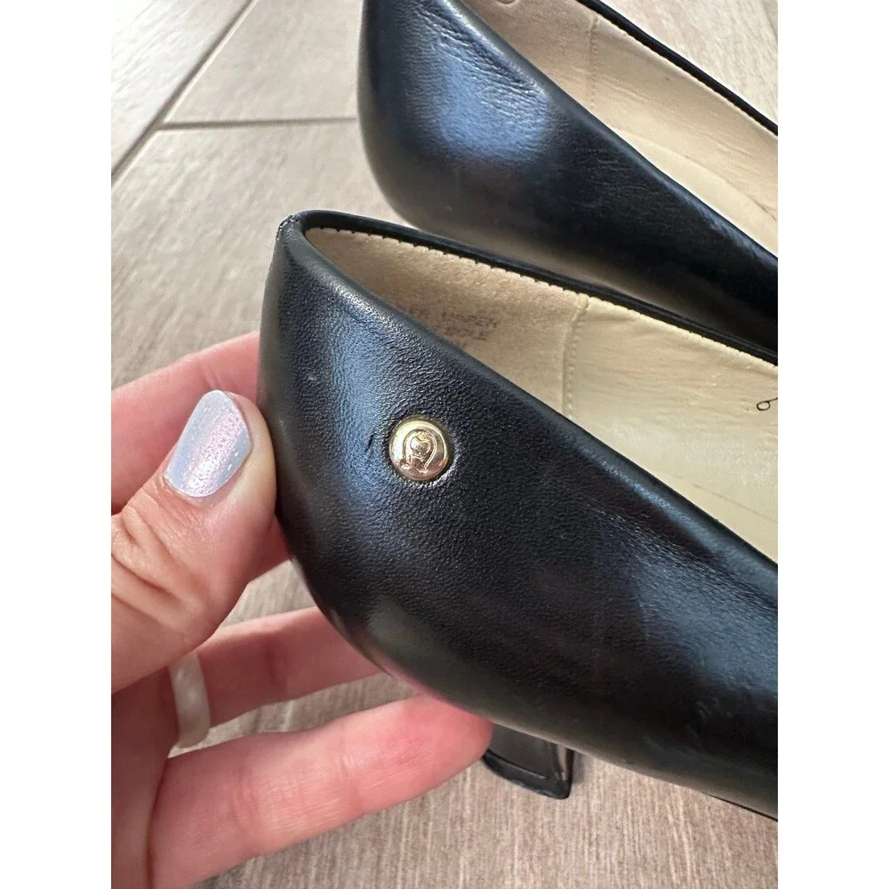 Etienne Aigner Priscila Pumps Women 6M Black Leather Heels Made in Spain Vintag